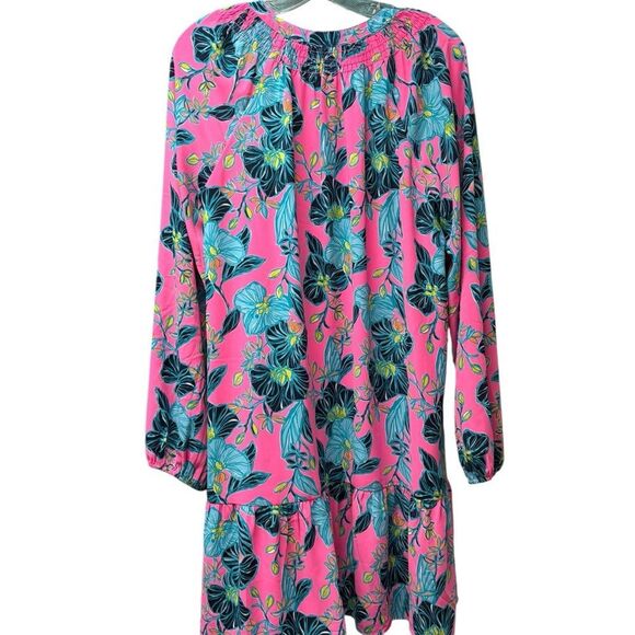 NWOT Lilly Pulitzer Lucee Long Sleeve Dress "Pink Isle Blooming For You" Sz L - Picture 2 of 8